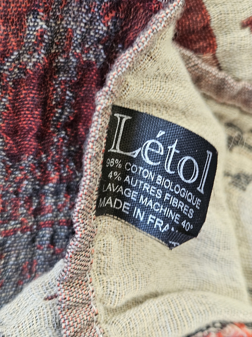 Eiffel Tower Print Burgundy Scarf - Picture 6 of 12